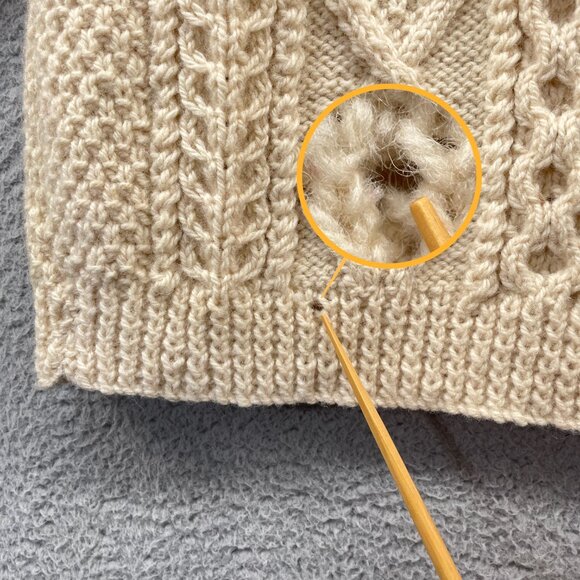 Vintage Mens Irish Fisherman Sweater KAM Knitwear Aran Hand Knits Wool 42 Medium - Picture 8 of 14